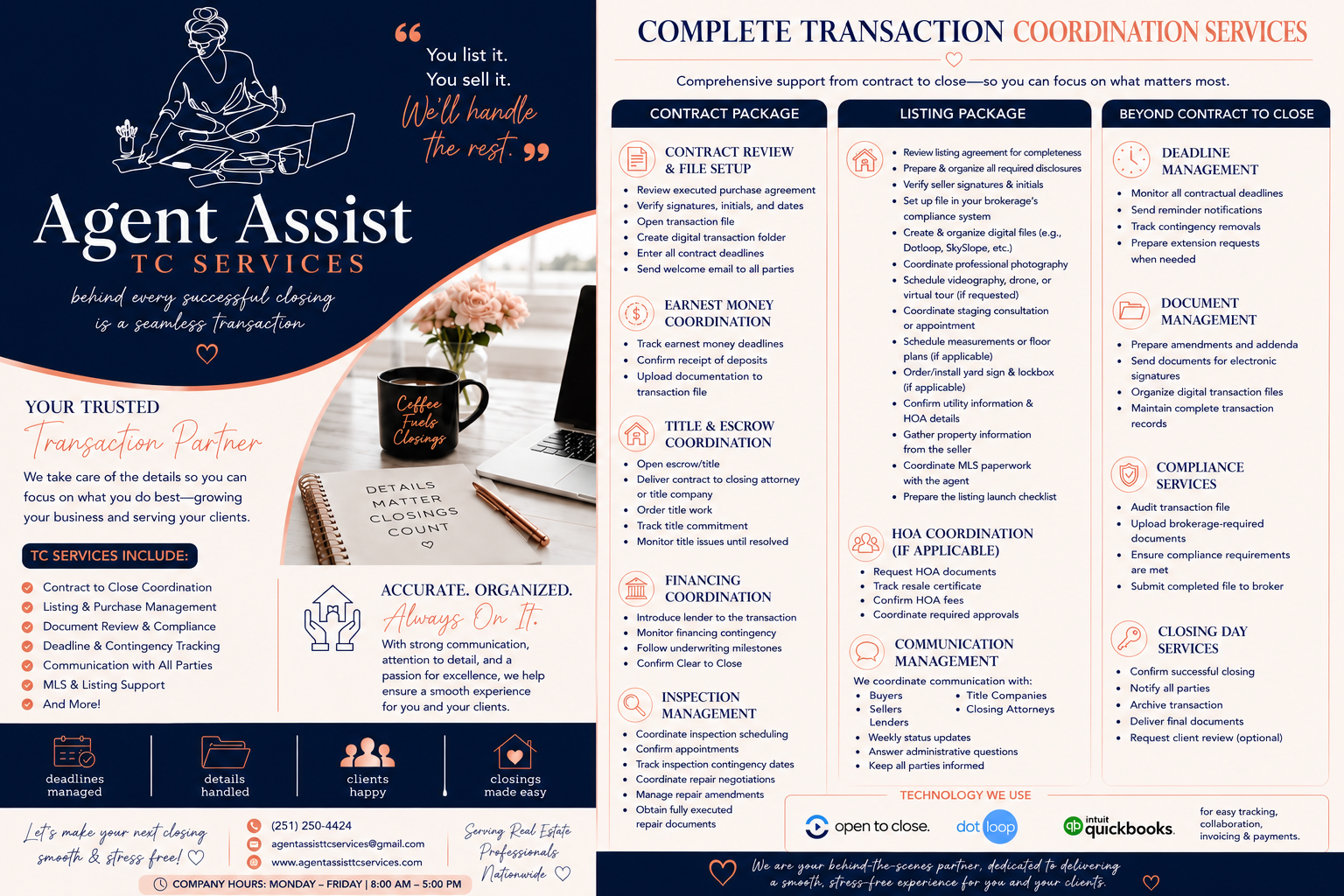 Agent Assist TC Services — complete transaction coordination services brochure